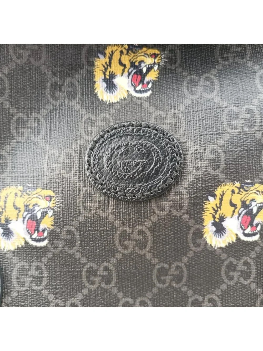 Gucci Interlocking Black GG Supreme Canvas Leather Backpack